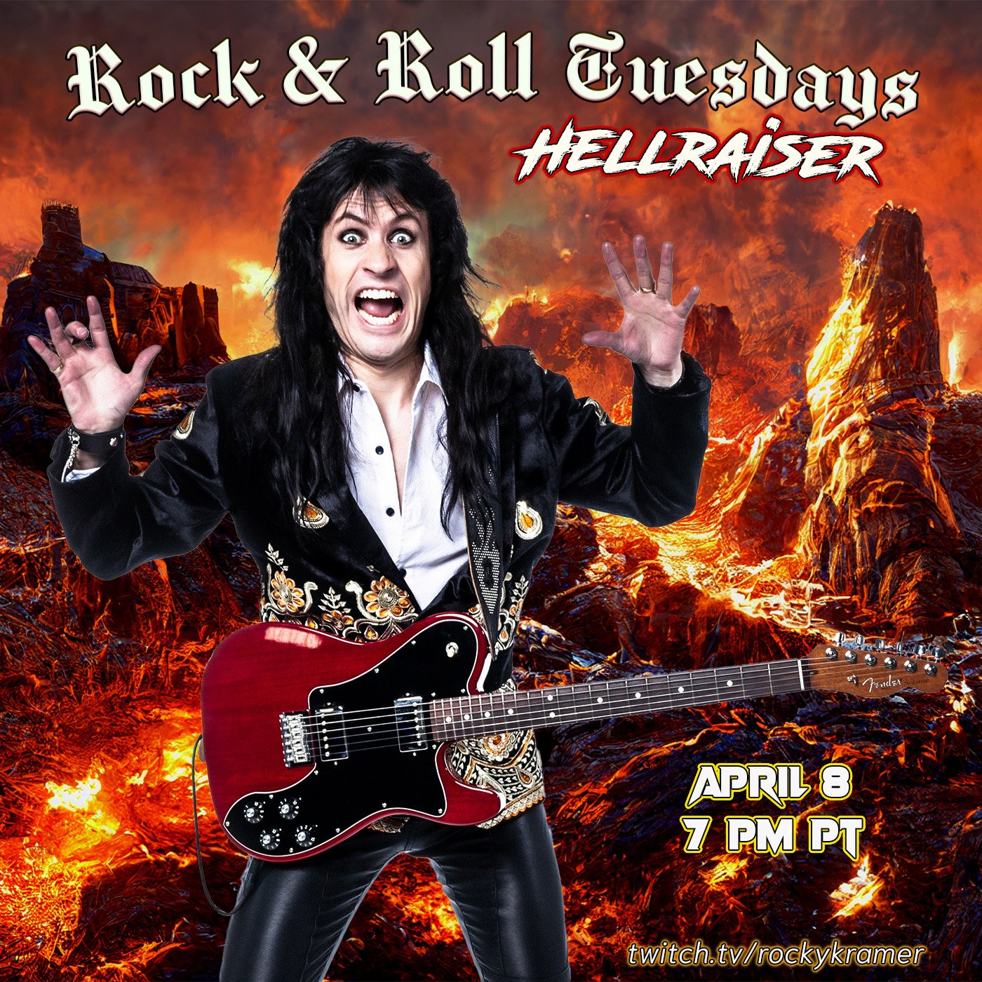 Rocky Kramer’s Rock & Roll Tuesdays Presents “Hellraiser” On Tuesday, April 8th, 2025 7 PM PT on Twitch Rocky Kramer’s Rock & Roll Tuesdays Presents “Hellraiser” On Tuesday, April 8th, 2025 7 PM PT on Twitch