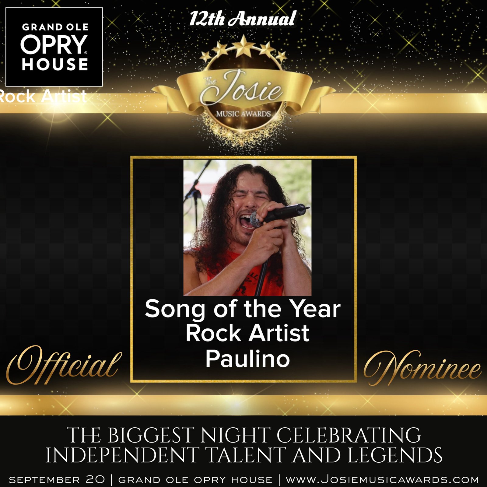Paulino Earns Josie Music Awards Nomination for “Don’t Give Up On Me” Paulino Earns Josie Music Awards Nomination for “Don’t Give Up On Me”